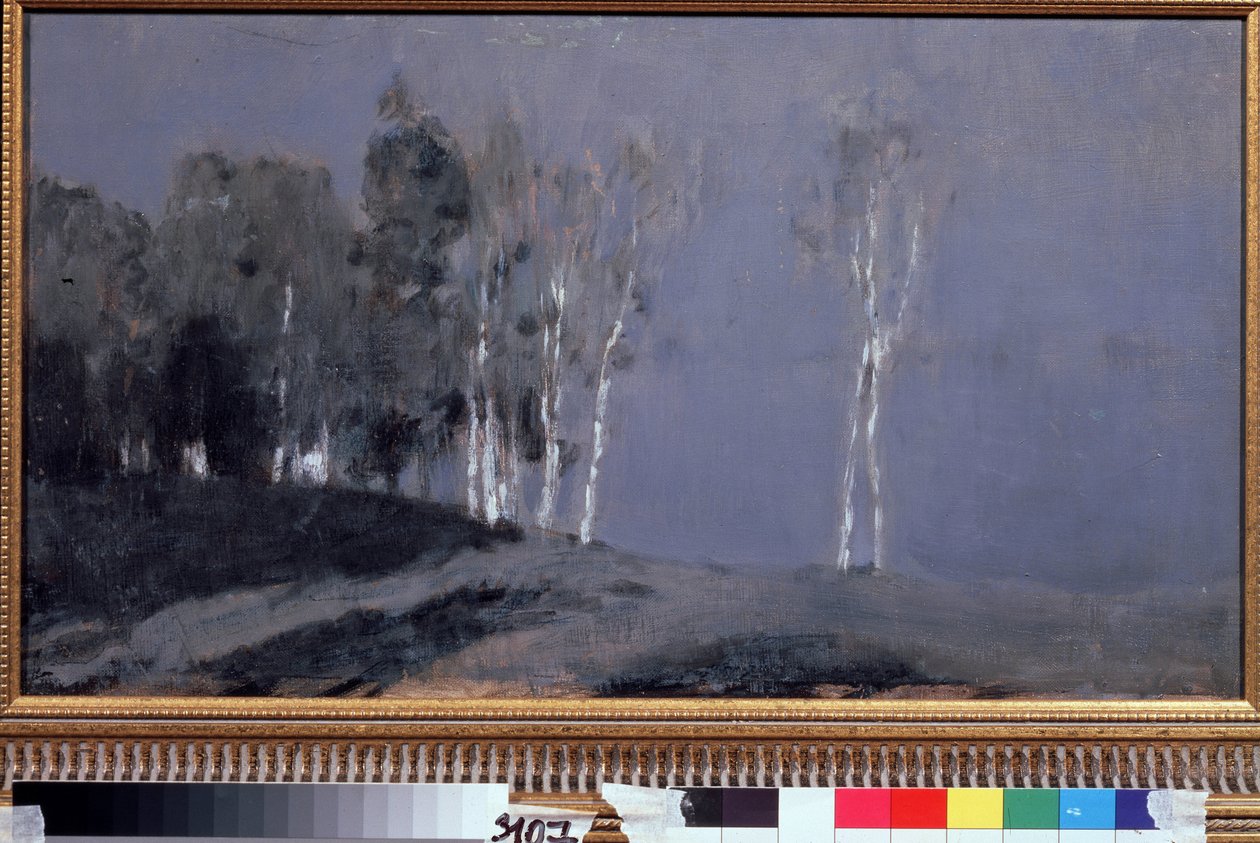 Holdfényes Éjszaka. Izsák (Izsák) Iljics Levitan (1860-1900) festménye, olaj, vászon, 1890 körül. Orosz művészet, 19. századi táj. Állami Tretyakov Galéria, Moszkva. alkotó: Isaak Ilyich Levitan