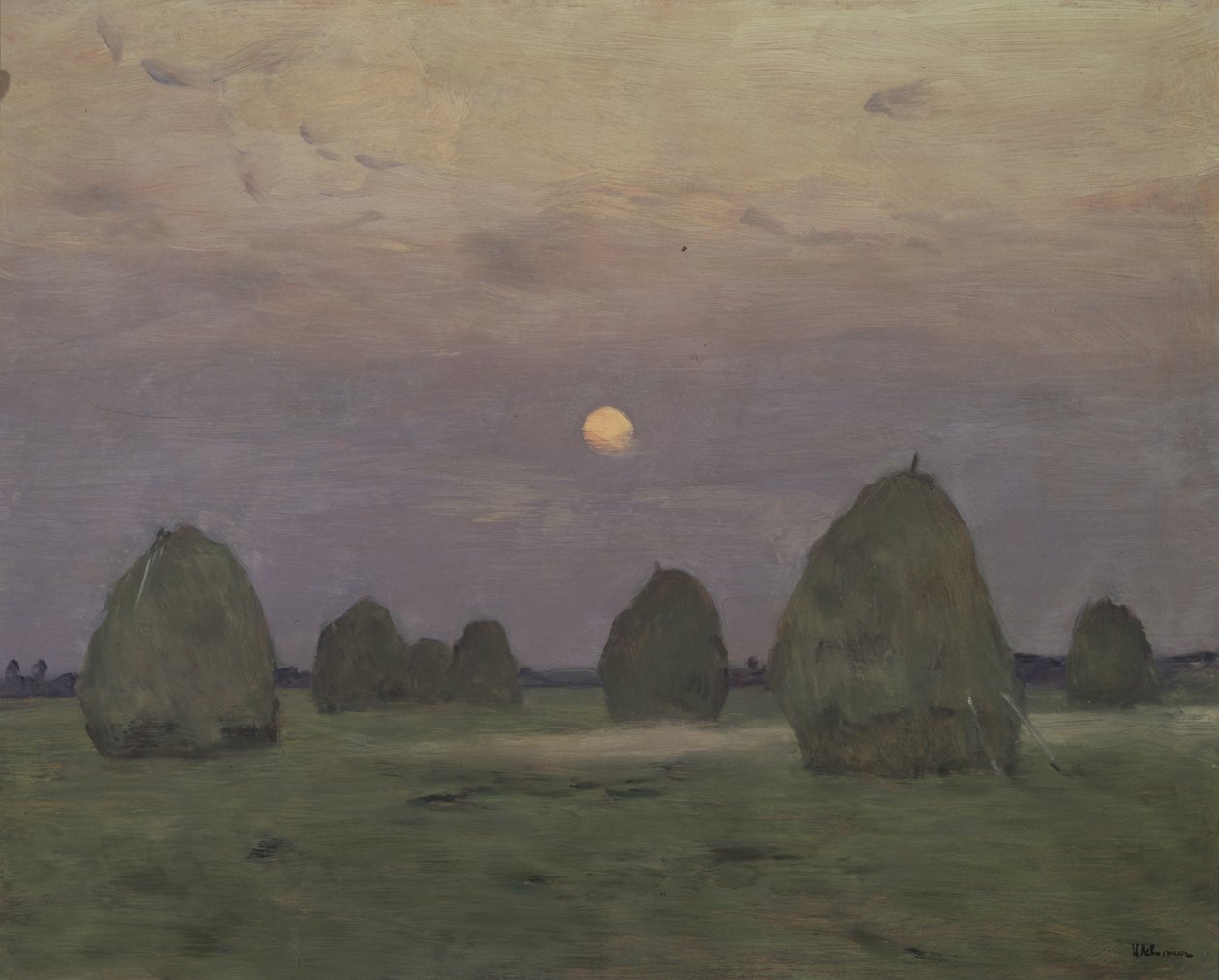 Szürkület. A szénakazalok, 1899 alkotó: Isaak Ilyich Levitan