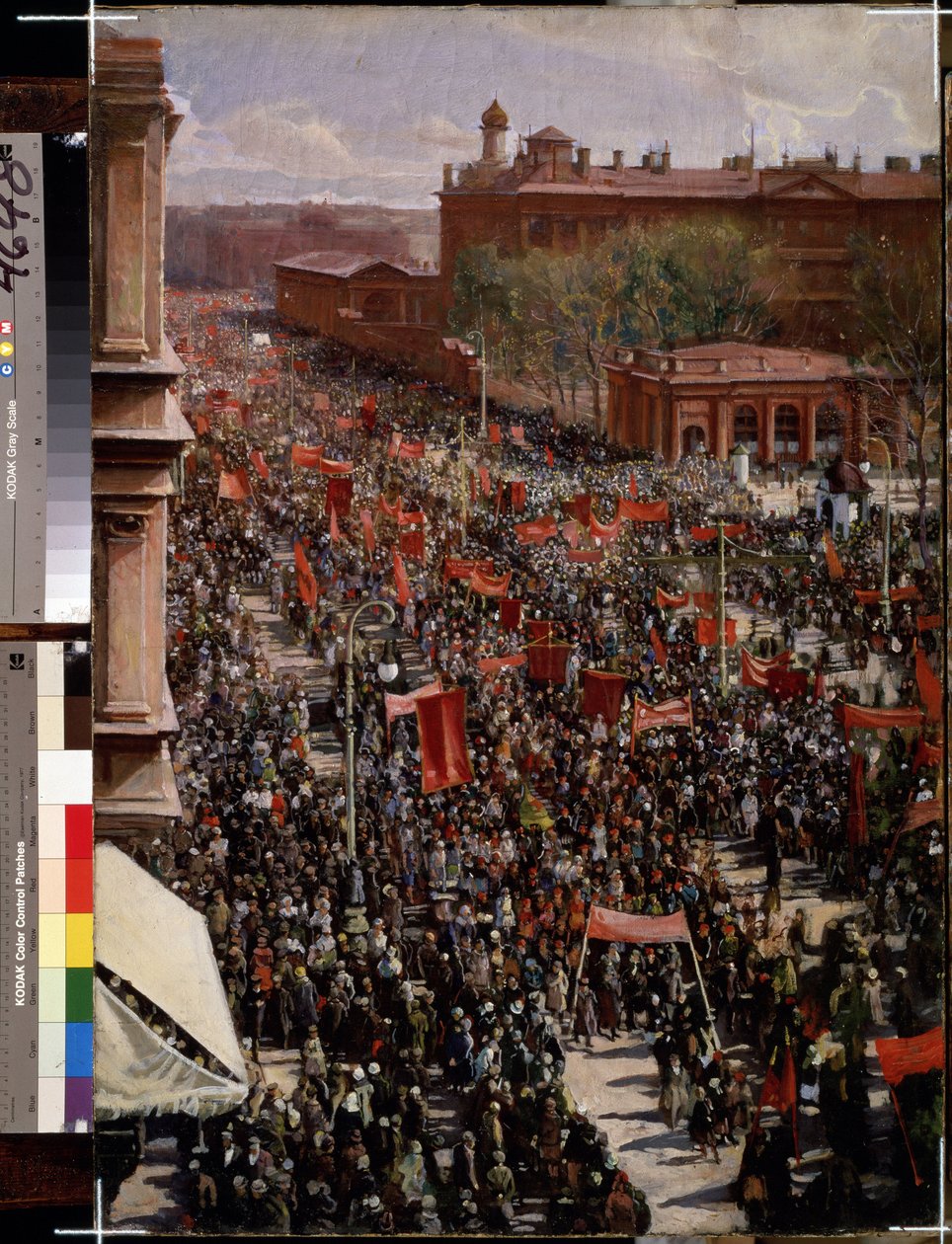 ""Parádé a Nyevszkij-távlaton Leningrádban (Szentpétervár)"" Isaak Izrailevich Brodsky (Brodsky) festménye (1884-1939) (szocialista realizmus) 1930 Állami Orosz Múzeum Szentpétervár alkotó: Isaak Israilevich Brodsky