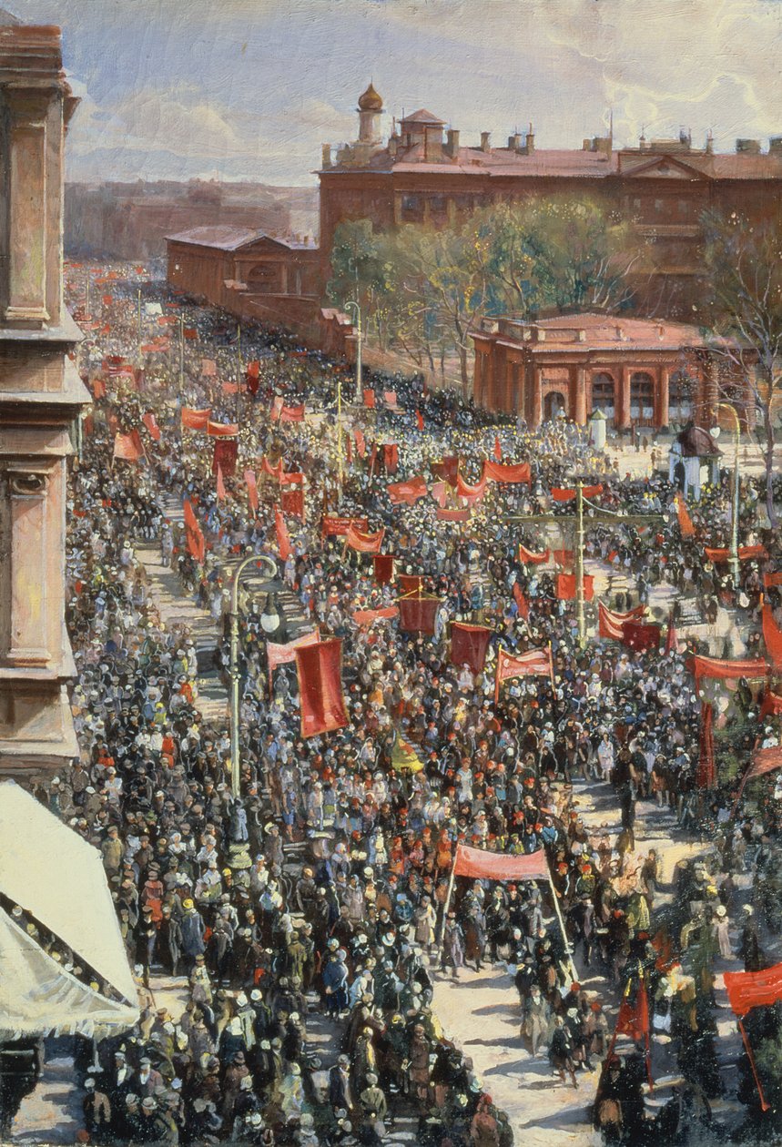 Bemutató az Október 25. sugárúton, vázlat az 1934-es festményhez a Tretyakov Galériában, 1930 alkotó: Isaak Israilevich Brodsky