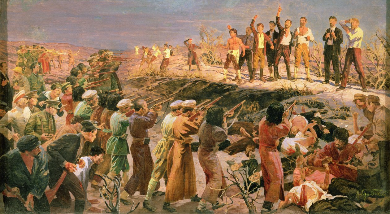 Tanulmány a huszonhat bakui biztos kivégzéséhez alkotó: Isaak Israilevich Brodsky