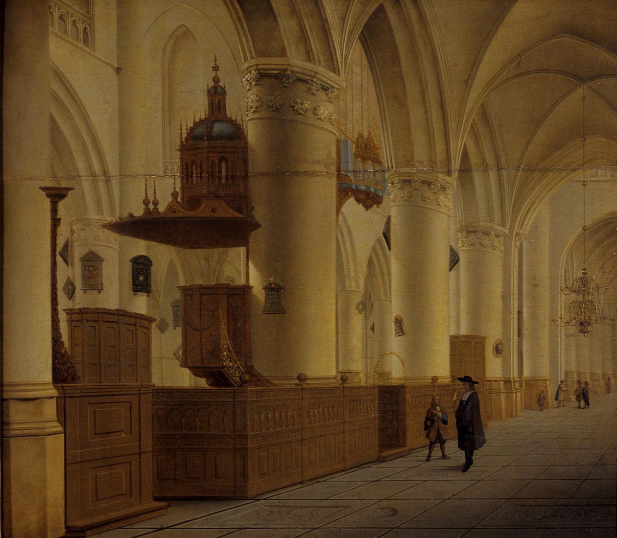 St. Bavo belseje Haarlemben (olaj tölgyfán) alkotó: Isaak Nickelen