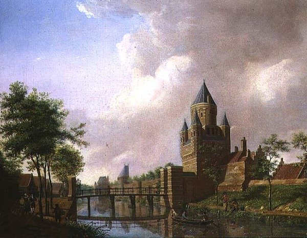 Kilátás a Kleine Houtpoortra, Haarlem alkotó: Isaac Ouwater