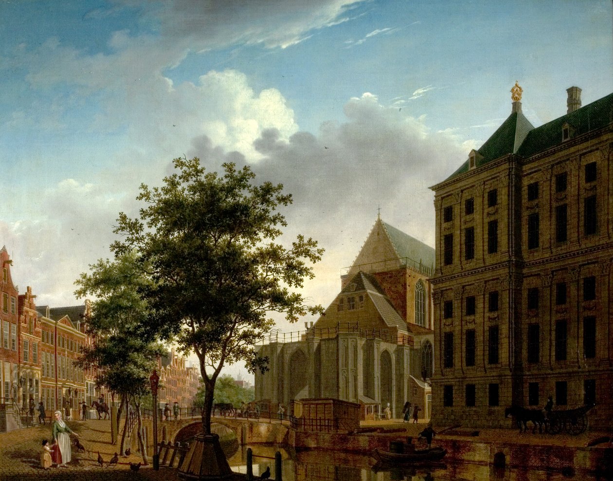 A Nieuwe Kerk és a városháza háta, Amszterdam, Hollandia alkotó: Isaac Ouwater