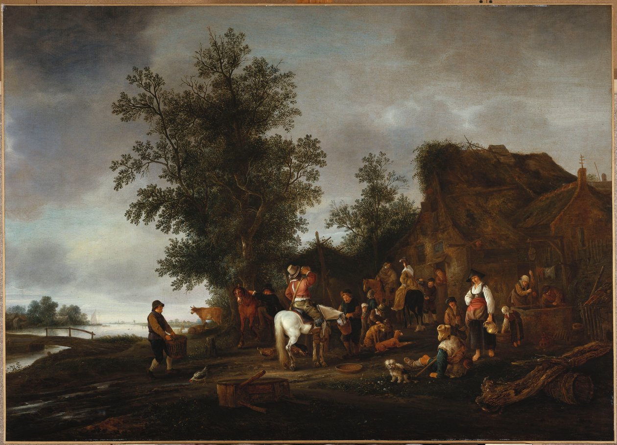 Utazók felfrissülnek egy folyóparti kocsmában, 1664 alkotó: Isack van Ostade