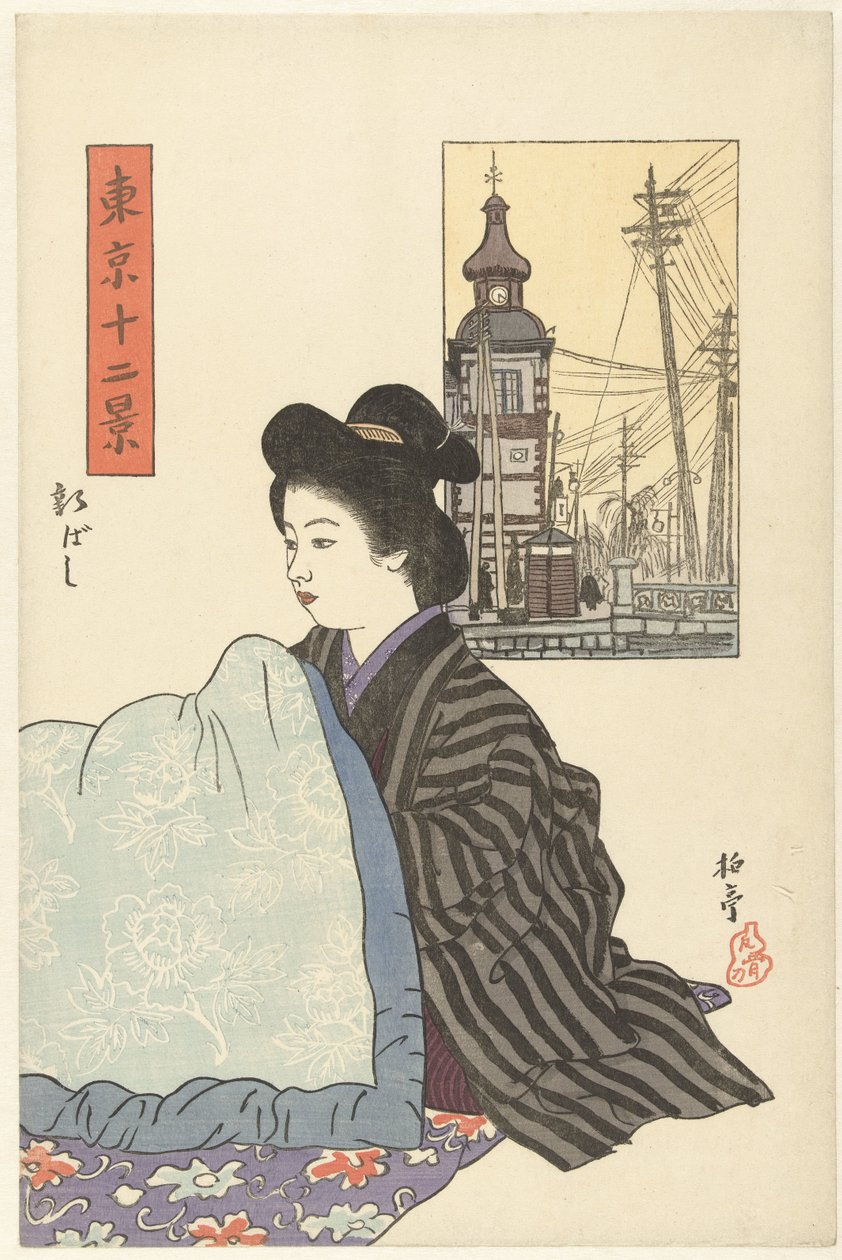 Shinbashi (cím a tárgyon) Tokió tizenkét képe (sorozat címe) Tokyo junikei (sorozat címe a tárgyon) alkotó: Ishii Hakutei