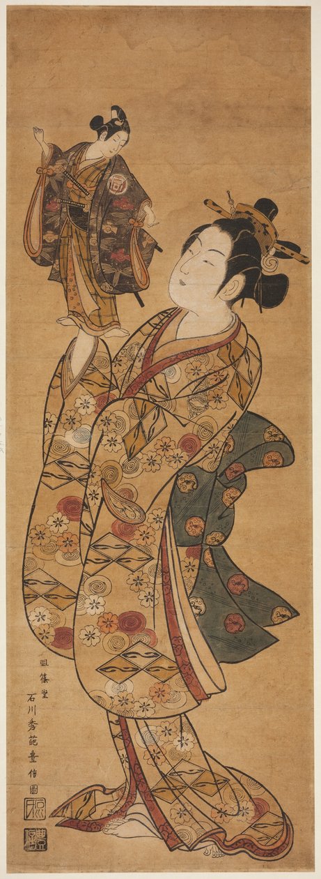 Dr. Onoe Kikukoro Dr. Jing Ah Dr. Sanogawa bábja Dr. Ichimatsu alkotó: Ishikawa Toyonobu