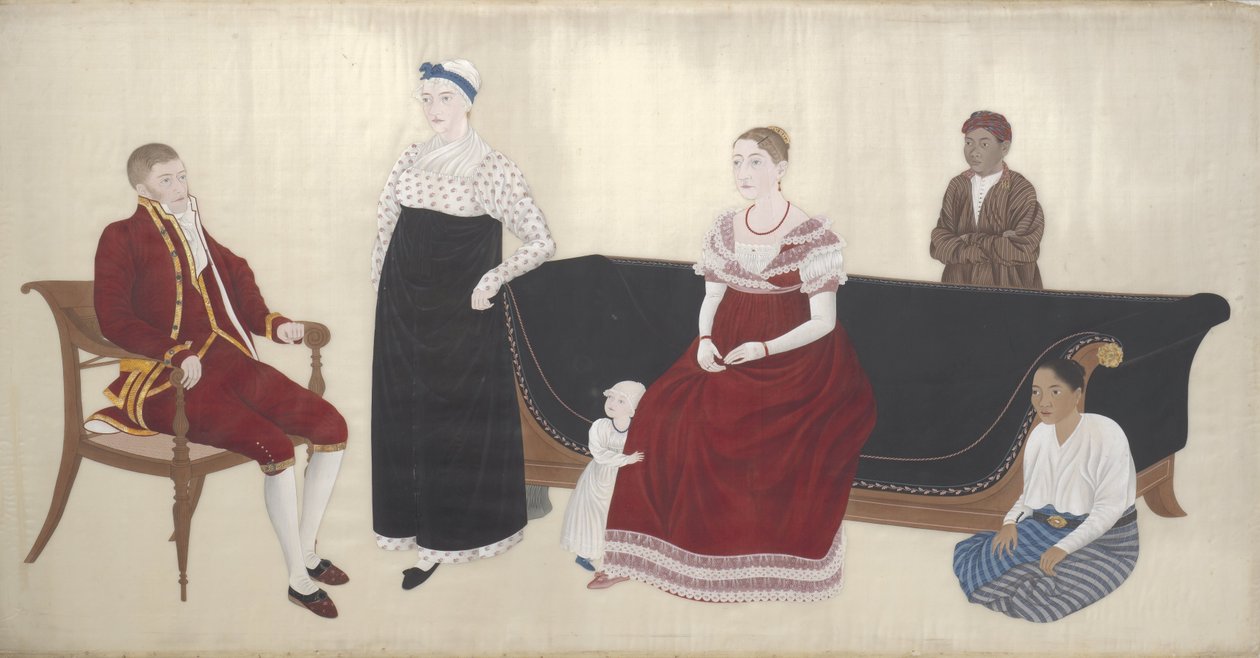 Portré a kakas Blomhoff családról, ápolónőjükről és két rabszolgáról alkotó: Ishizaki Yushi (attributed to)