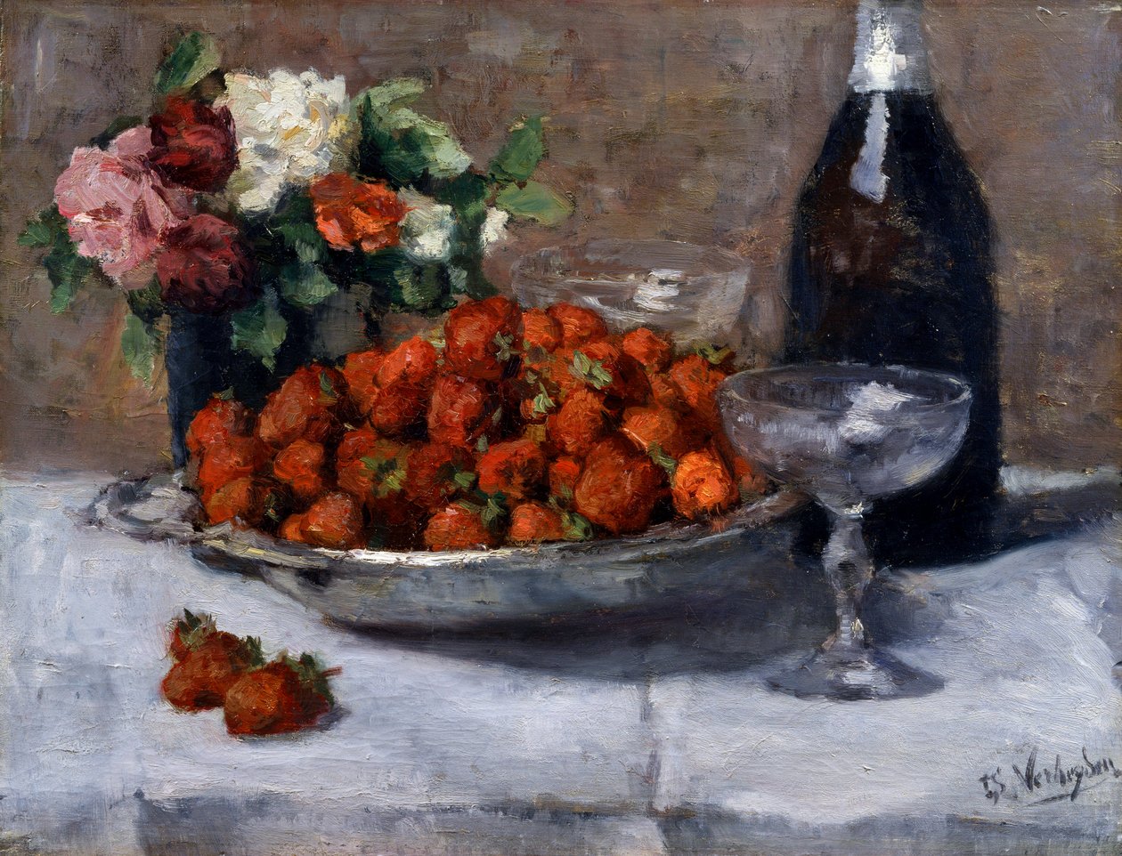 "Csendélet pezsgővel és eperrel" Isidore Verheyden (1846-1905) festménye alkotó: Isidor Verheyden