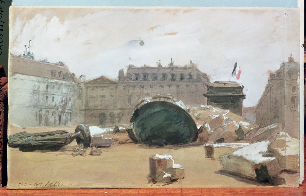 Párizs Kommün: A Vendome-oszlop bukása, 1871. május 29 alkotó: Isidore Pils