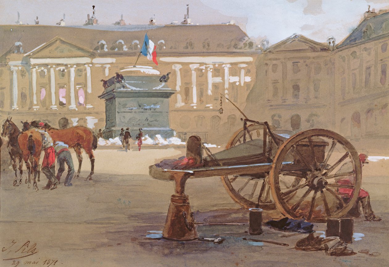 A ledőlt oszlop, Place Vendôme, Párizs, 1871. május 29 alkotó: Isidore Pils