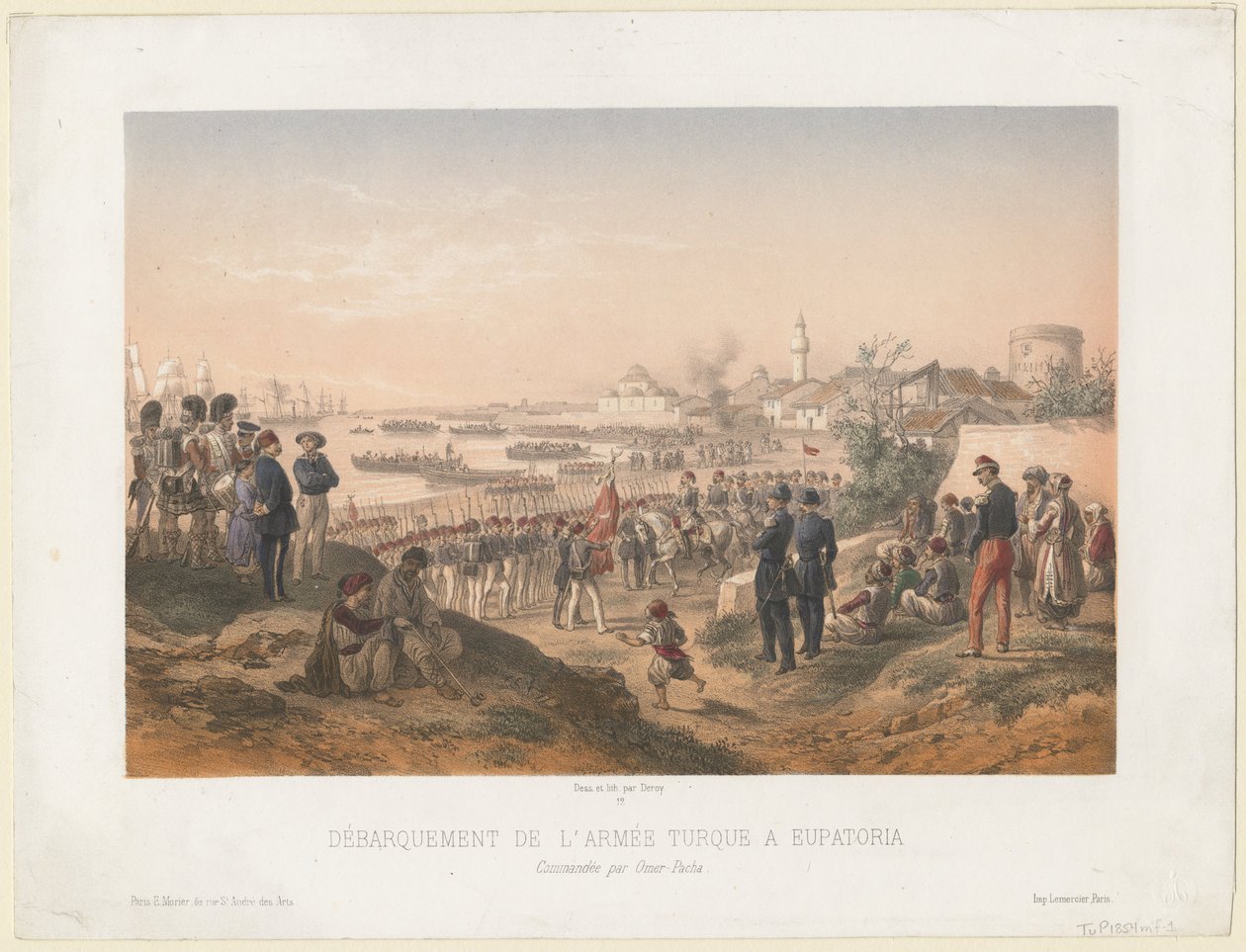 A török hadsereg partraszállása Jevpatoriánál Omer pasa parancsnoksága alatt, 1855 alkotó: Isidore Laurent Deroy