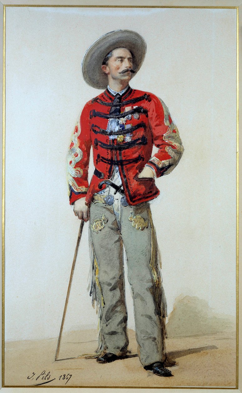 Mexikói expedíció (1861-1867): Gaston Galliffet (1830-1909) tábornok portréja a mexikói ellengerillóban. Isidore Alexandre Augustin Pils (1813-1875) akvarellje 1867 V. 0,39x0,24 m. Paris, musee de l
