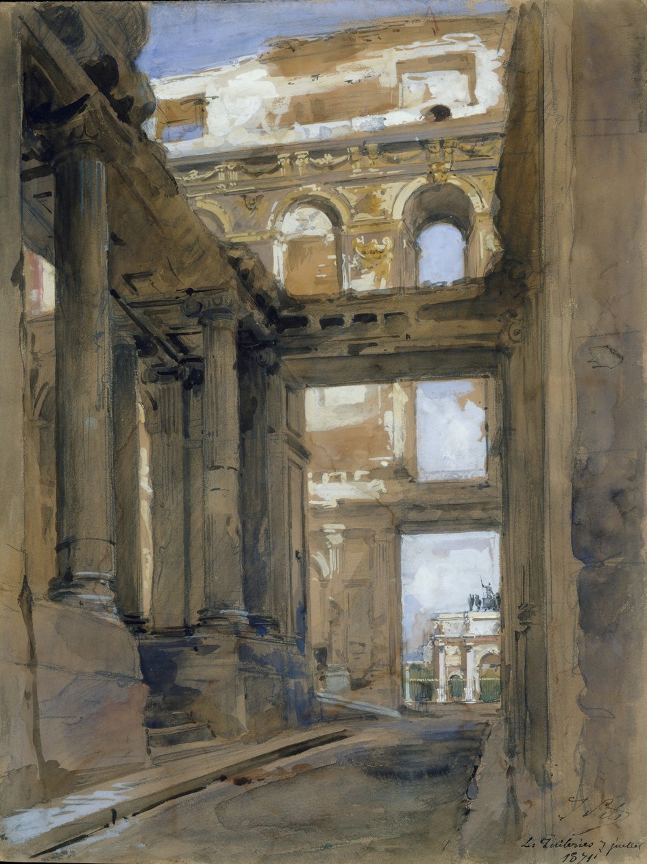 A Tuileries-palota romjai, 19. század. alkotó: Isidore Pils