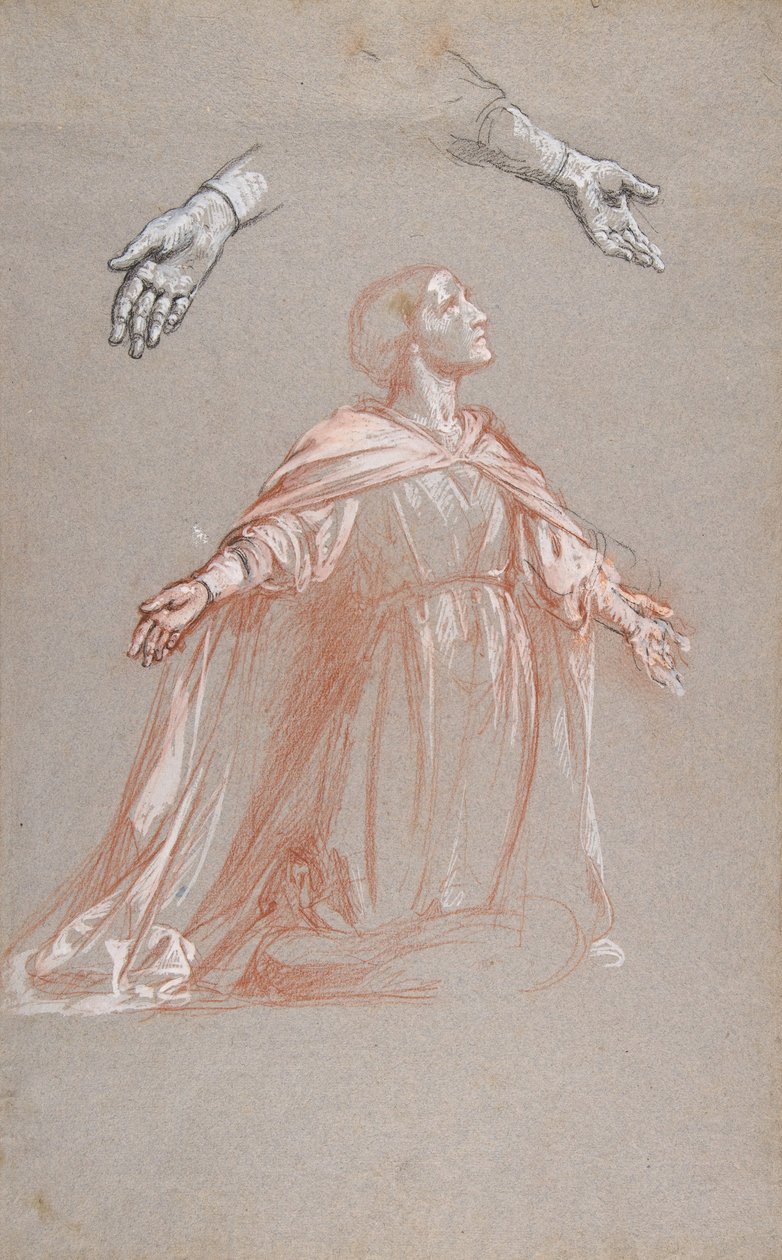 Sainte Clotilde középső regiszter, falfestményekhez készült tanulmány a Szent Remi kápolnában..., XIX. alkotó: Isidore Pils