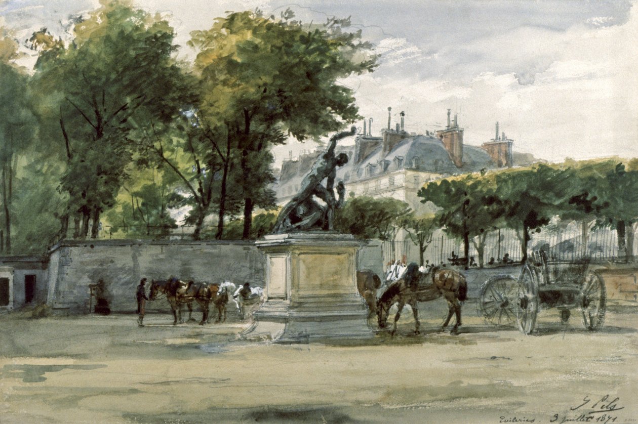 A párizsi kommün: Versailles-i hadsereg a Tuileriákban, 1871 körül (akvarell) alkotó: Isidore Pils