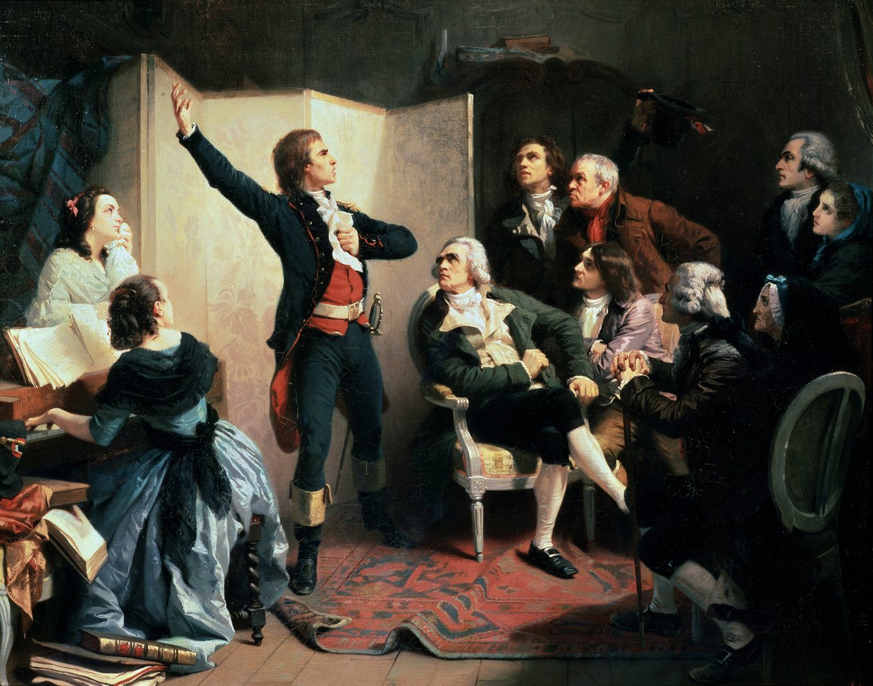 Claude Joseph Rouget de Lisle költő és zeneszerző a Marseillaise előadásában, április 24. alkotó: Isidore Pils