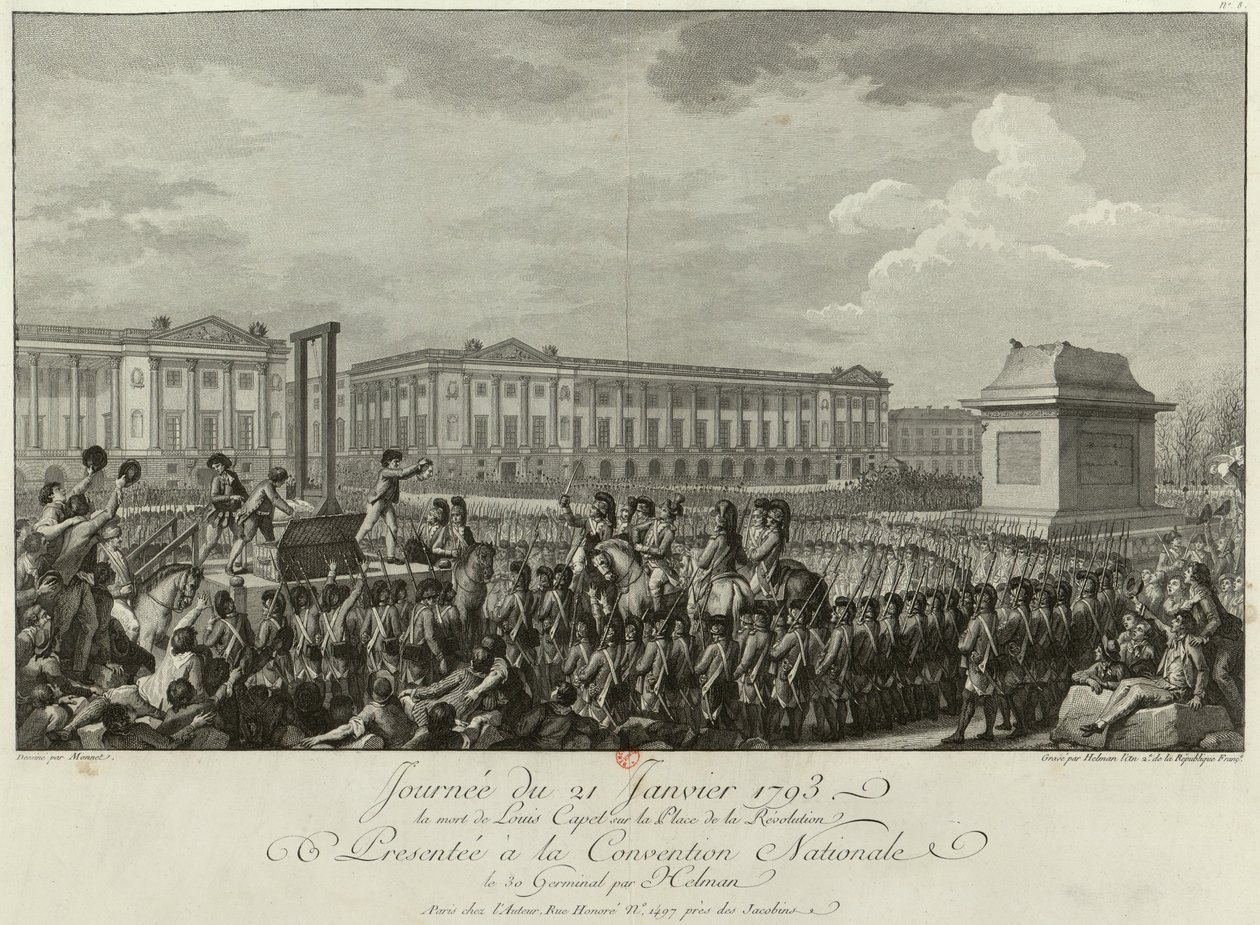 Lajos kivégzése a Place de la Revolution 1793. január 21-én, 1794. alkotó: Isidore Stanislas Helman