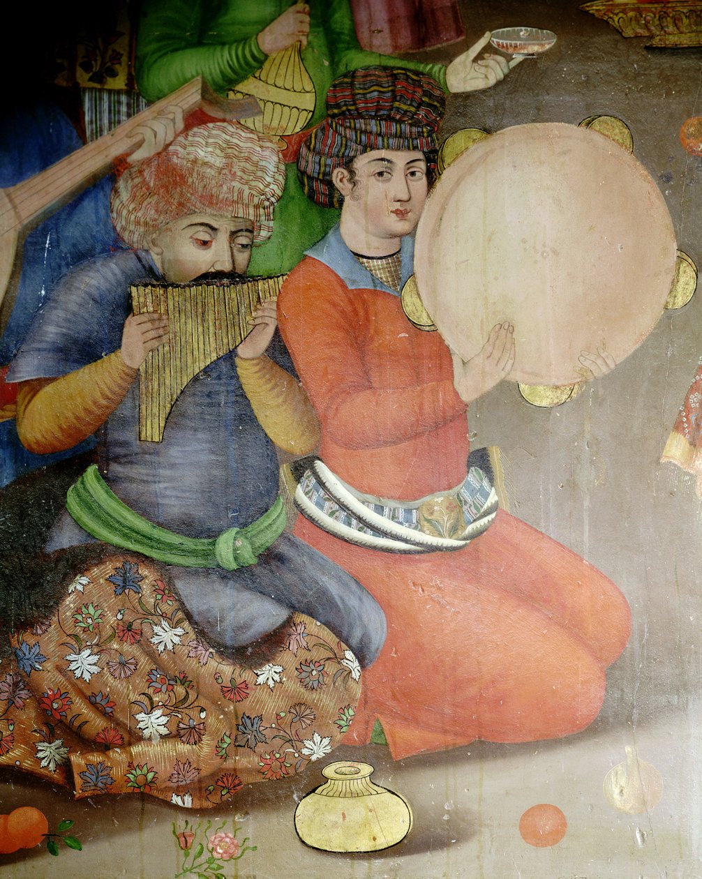 Részlet a zenészekről, A Grand Moghul nagykövetének fogadása a Shah Tahmasp udvarában alkotó: Islamic School