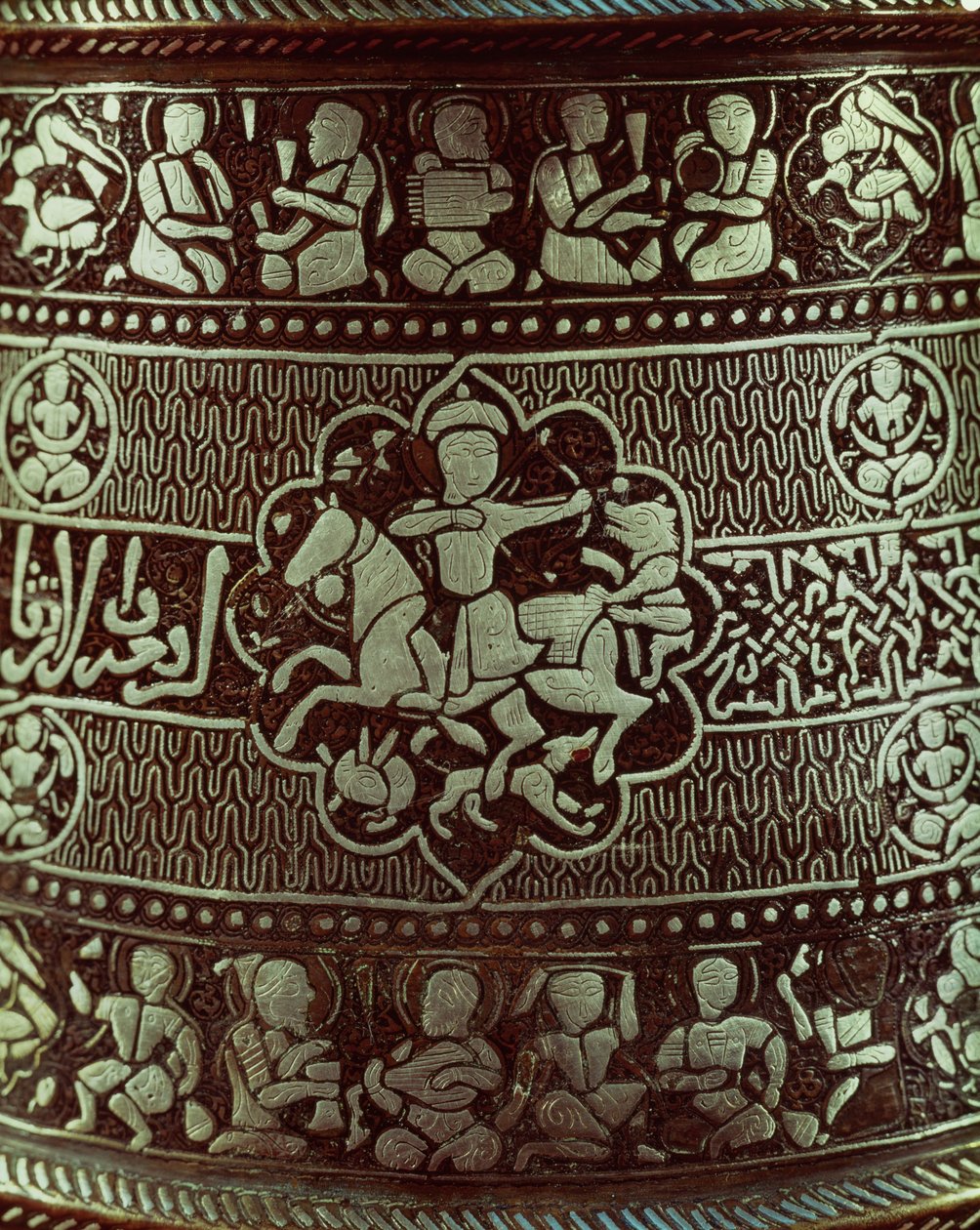 Részlet egy lámpáról, Egyiptomból, 1282 (réz és ezüst) alkotó: Islamic School