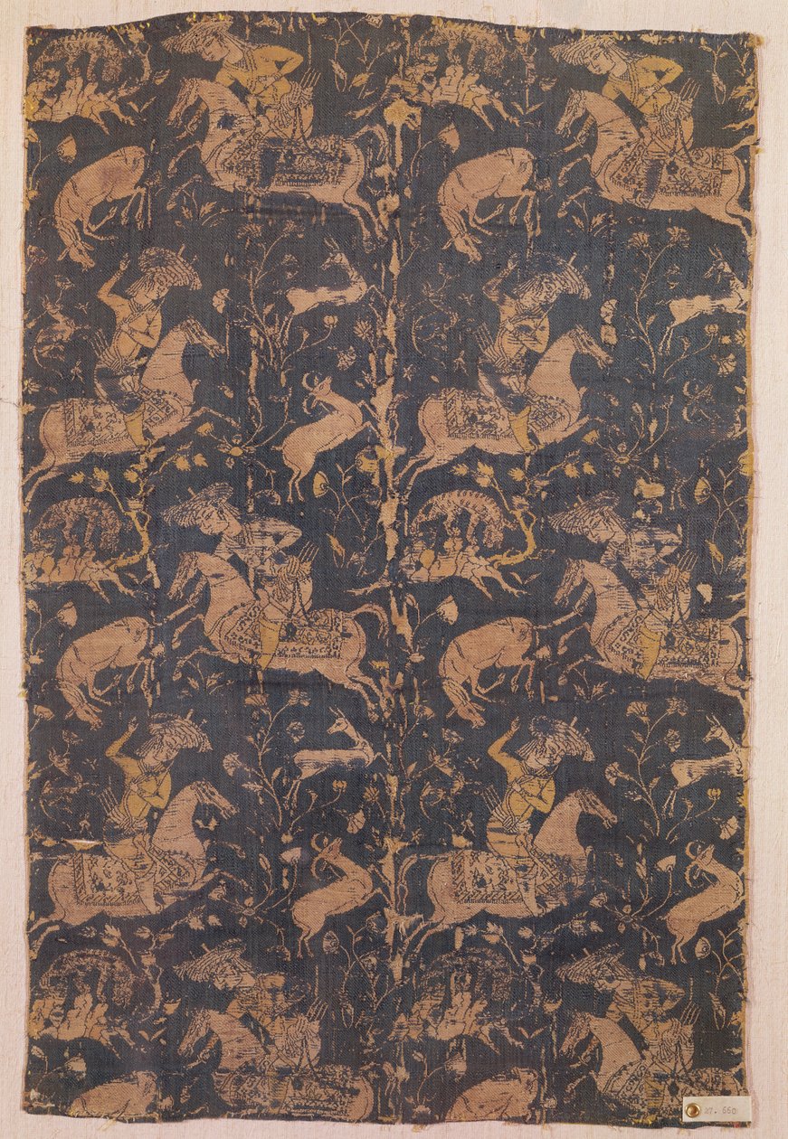Szövet vadászok mintájával, Iránból, 15-16. század (textil) alkotó: Islamic School