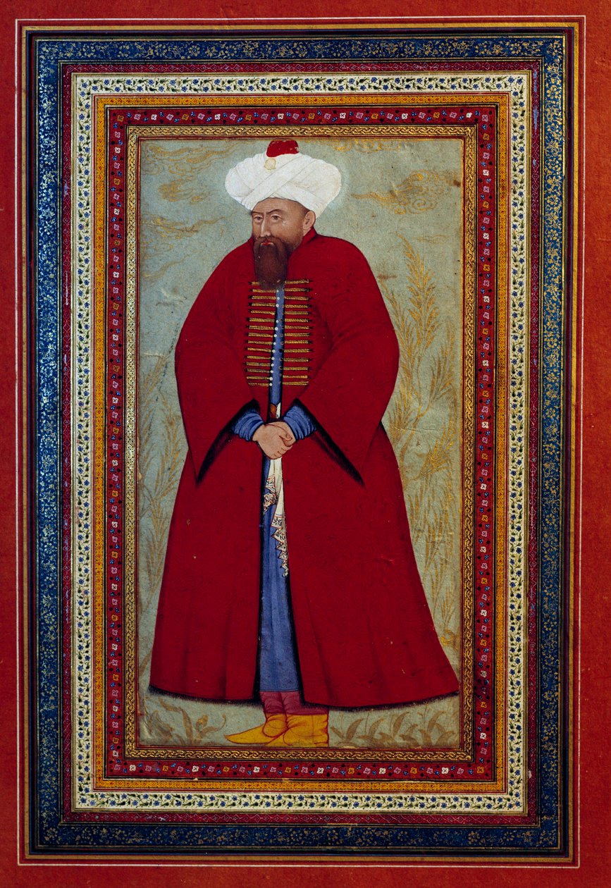 Iszlám művészet: Mehmet oszmán szultán (vagy Mehmed vagy Mohammed) Celebi I (1389-1421) portréja. Miniatűr 1550 körül. Párizs, Louvre Múzeum alkotó: Islamic School