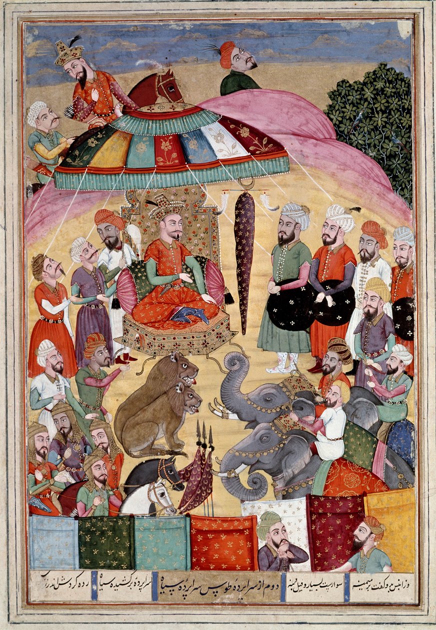 Iszlám művészet: „” Sohrab (Szaharab) a király sátra előtt”” Perzsa miniatűr Ferdowsi (Firdawsi vagy Ferdawsi) „” Shahnameh”” (Shah Nama, Shahnama) (Királyok könyve) című eposzának kéziratából, vagy Firdousi, kb. 940-1020 körül) (ms. 607) Chantil alkotó: Islamic School