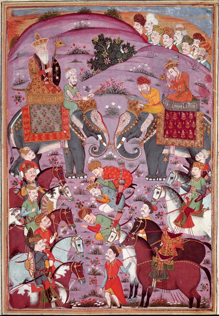 Iszlám művészet: „” Roustam és Aieul Sam első találkozása”” perzsa miniatűr Ferdowsi (Firdawsi vagy Ferdawsi) „” Shahnameh”” (Shah Nama, Shahnama) (Királyok könyve) című epikus költeményének kéziratából. Firdousi, kb. 940-1020 körül) (607 ms.) Kánt alkotó: Islamic School