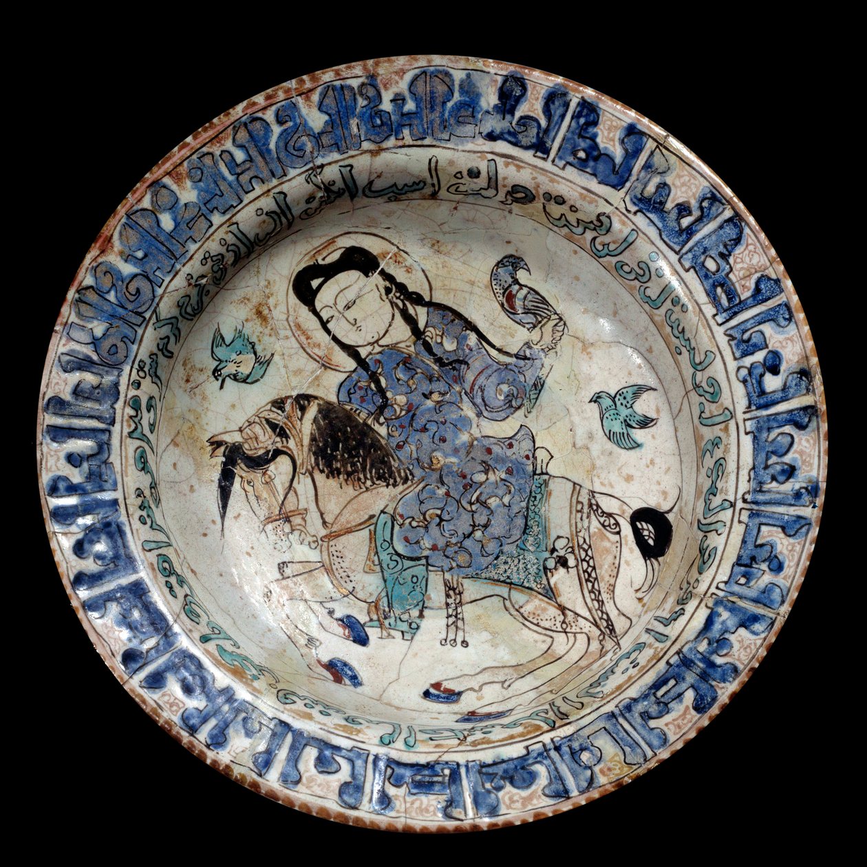 Iszlám művészet: kerámia solymász edény. 13. század eleje. Iránból. Párizs, Louvre Múzeum alkotó: Islamic School