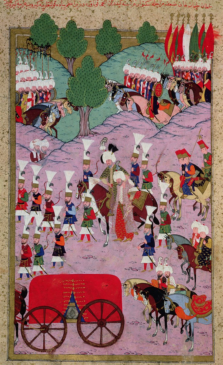 TSM H.1524 „Hunername”: Nagy Szulejmán hadserege (1494-1566) Indulás Európába, Lokman „Kiválósági könyvéből”, 1588 alkotó: Islamic School