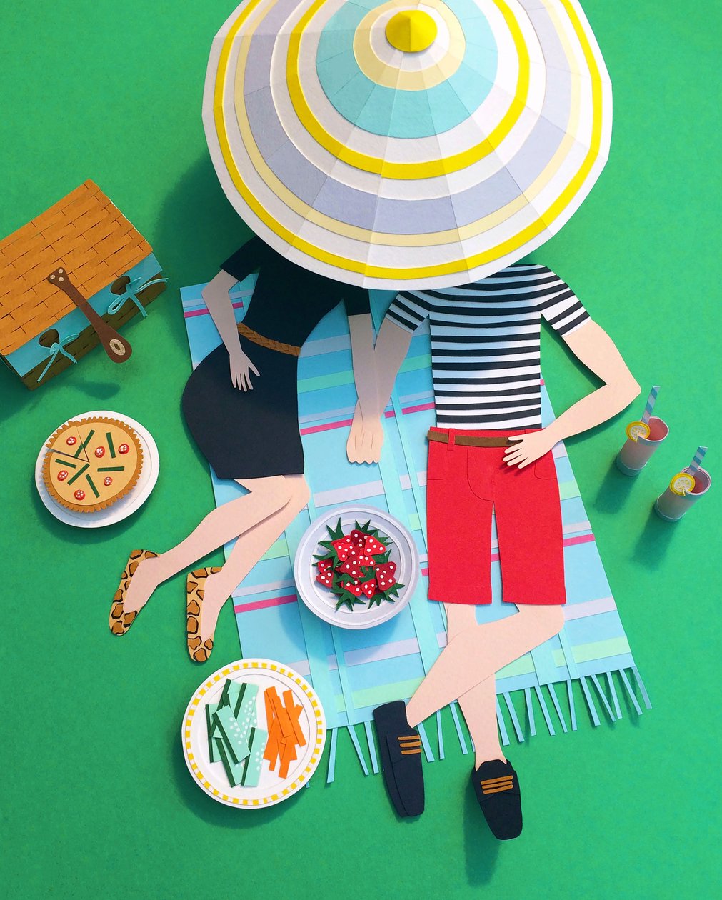 Piknik a parkban, 2016 (papír) alkotó: Isobel Barber