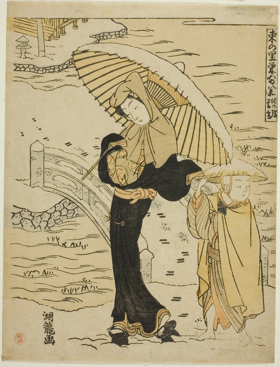 Esti hó Ikenohatán (Ikenohata bosetsu), az "Esti hó Ikenohatán" sorozatból alkotó: Isoda Koryusai
