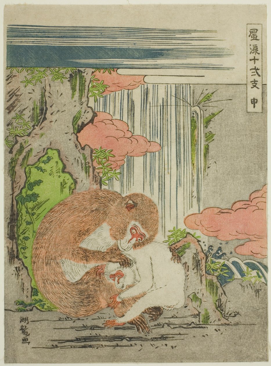 Majom (Saru), a "Divatos tizenkét csillagjegy (Furyu juni shi)" sorozatból alkotó: Isoda Koryusai