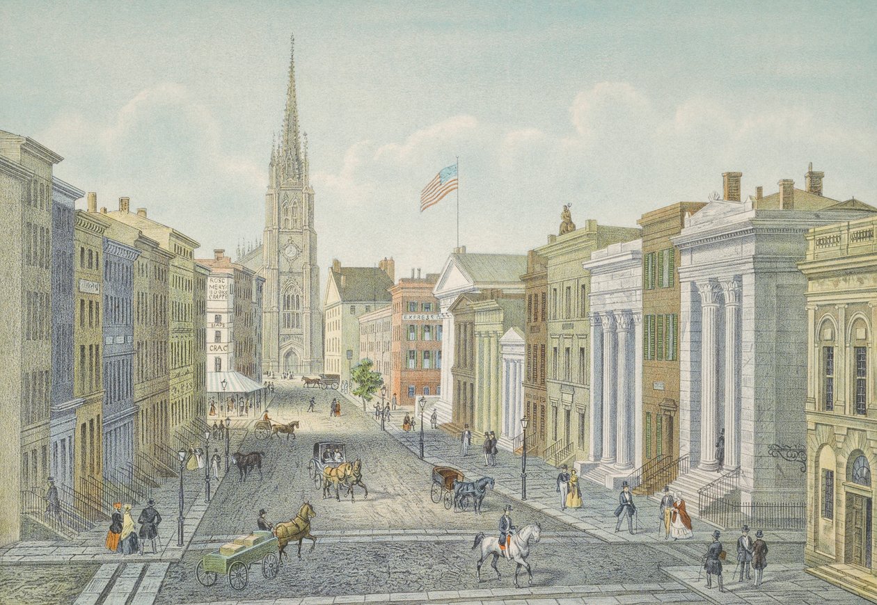 Wall Street, New York, 1847. alkotó: Isodore Laurent Deroy