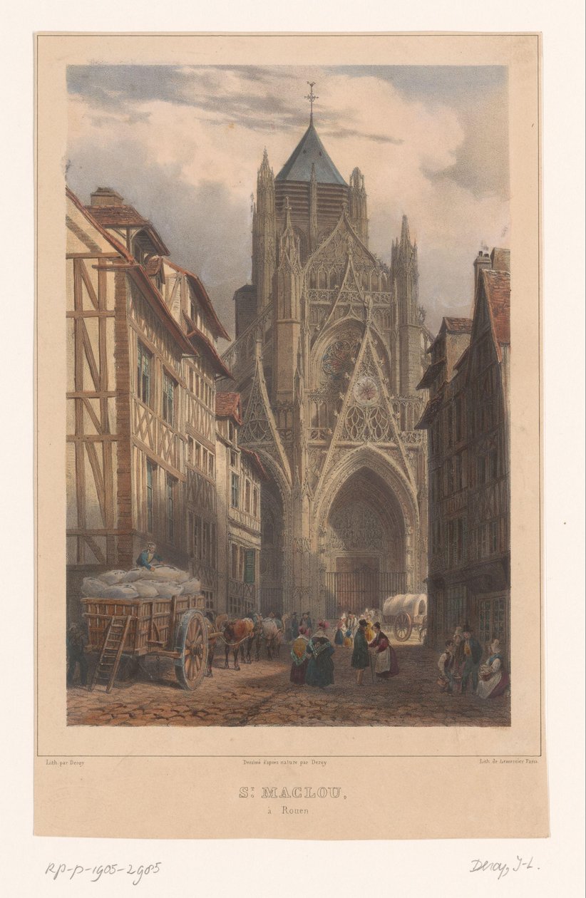 Kilátás a Rouen-i Saint-Maclou-templomra St. Maclou à Rouen (cím a tárgyon) Arcok Franciaországban (sorozat címe) La France (sorozat címe) alkotó: Isodore Laurent Deroy