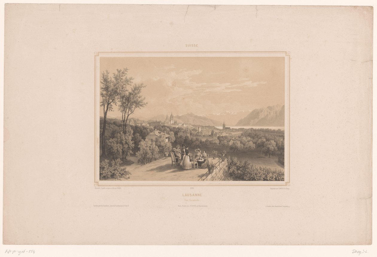 Kilátás Lausanne-ra Lausanne. Vue generale (cím az objektumon) Arcok Svájcban (sorozat címe) Suisse (sorozat címe az objektumon) alkotó: Isodore Laurent Deroy