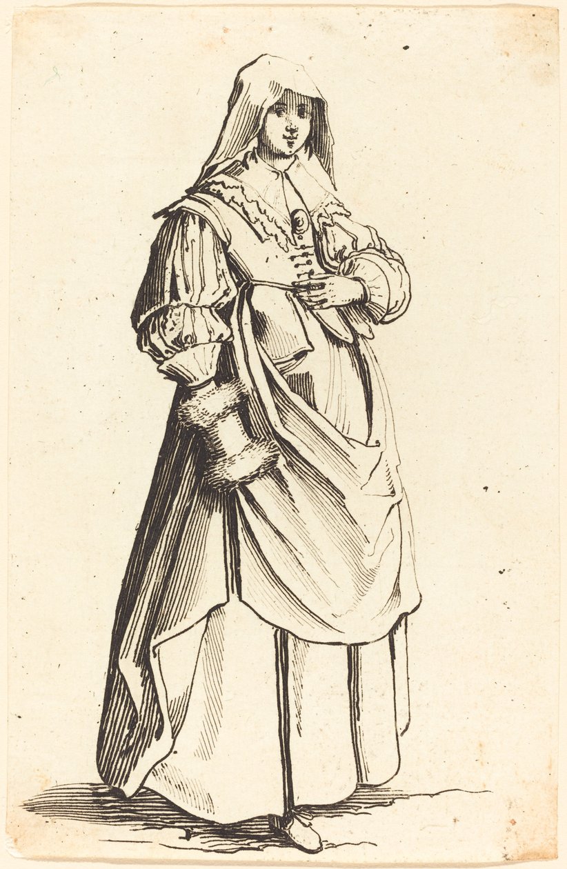 Bourgeoise muffal, jobbra néző alkotó: Israel Henriet after Jacques Callot
