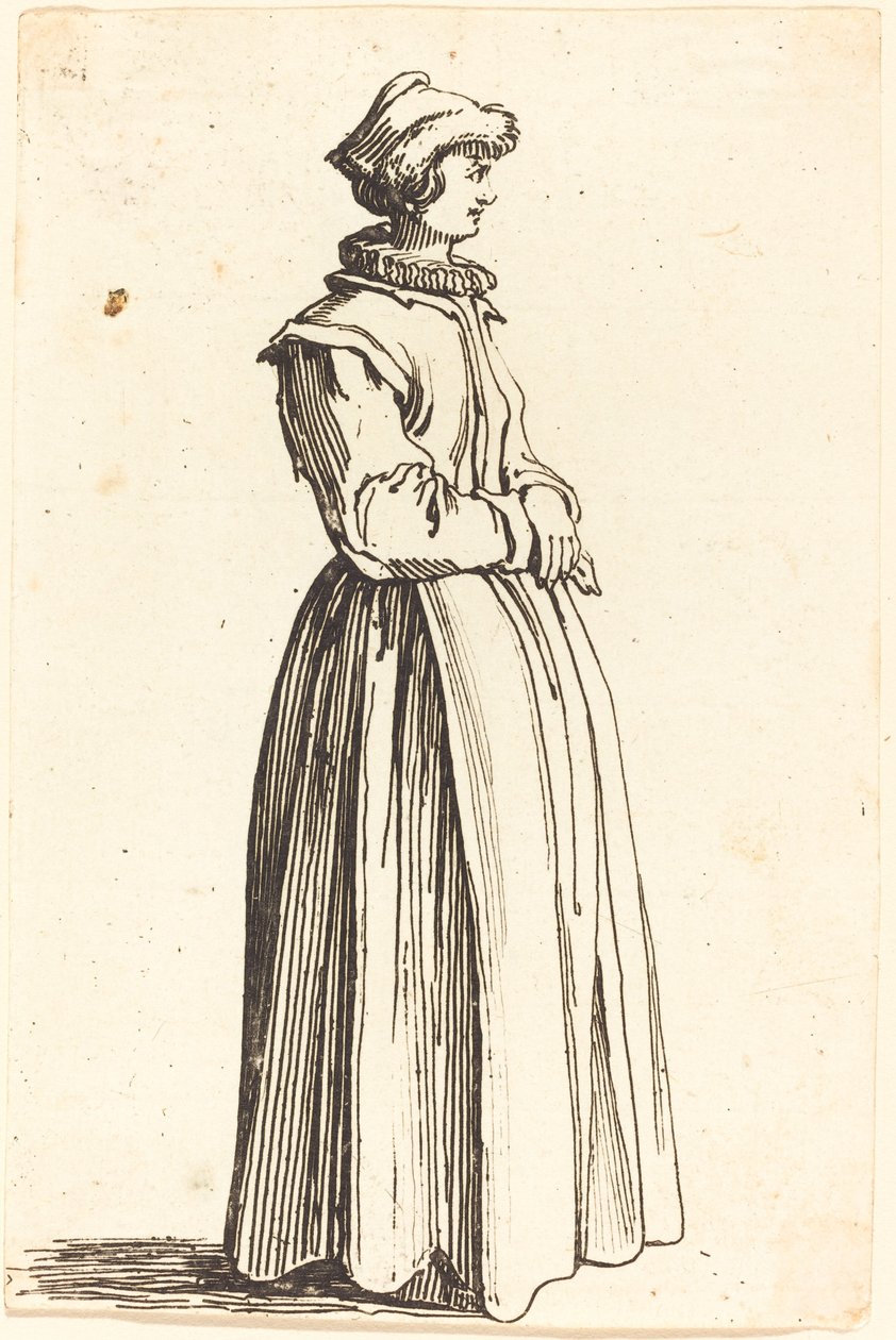 Fiatal nő, profilban, jobbra néz alkotó: Israel Henriet after Jacques Callot