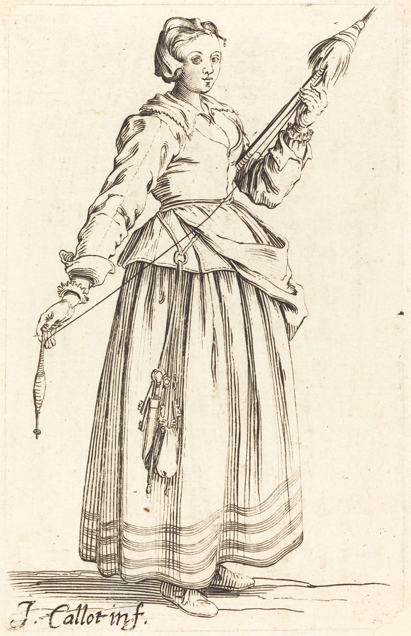 Fiatal nő távolról, jobbra néz alkotó: Israel Henriet after Jacques Callot