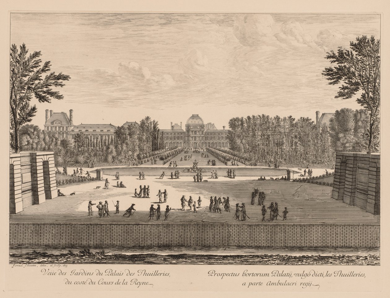 View of the Palace and the Tuileries gardens, from the Queens courtyard alkotó: Israël Silvestre