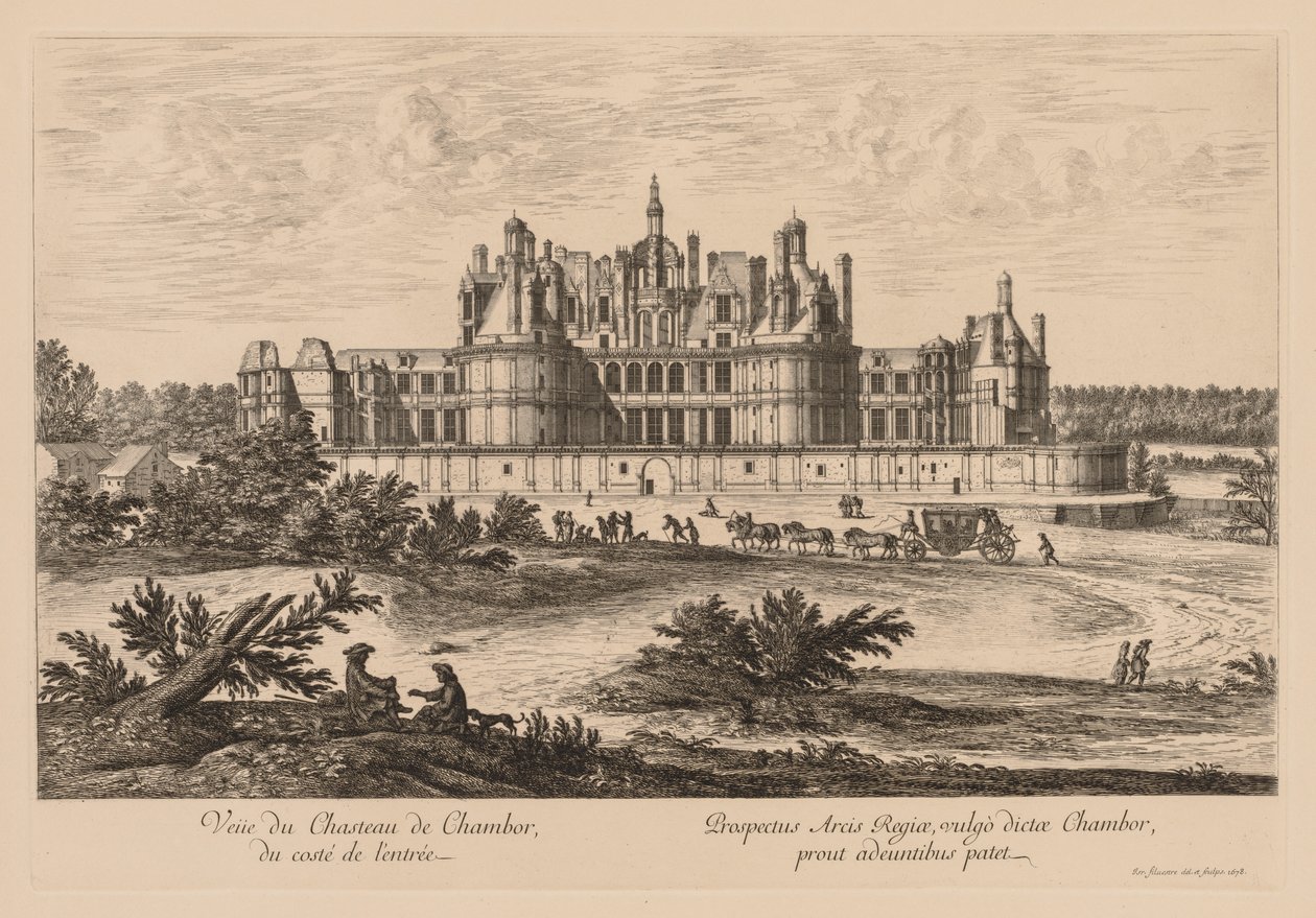 Kilátás a Chambord-palotára a bejárat felől alkotó: Israël Silvestre