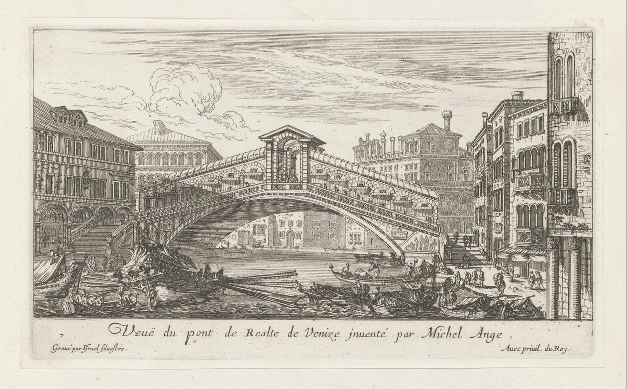 Kilátás a Rialto-hídra és a Canal Grandére, Velence alkotó: Israël Silvestre