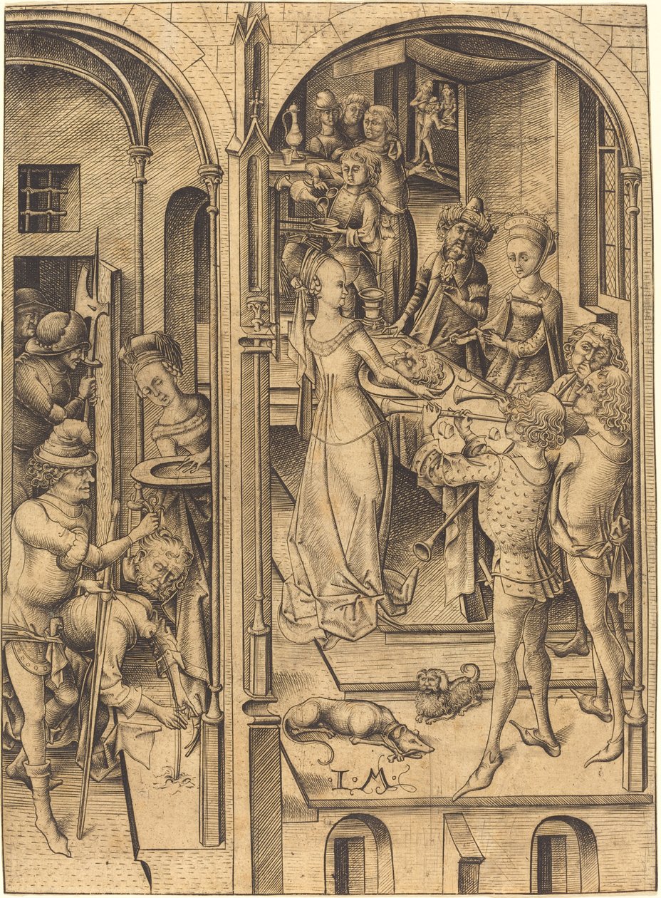 Keresztelő Szent János lefejezése, c. 1480. alkotó: Israhel van Meckenem