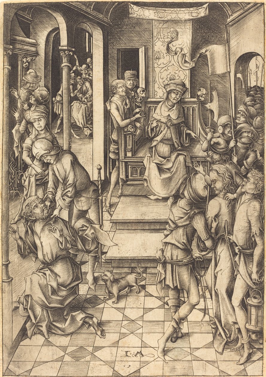 Krisztus Anna előtt, c. 1480. alkotó: Israhel van Meckenem