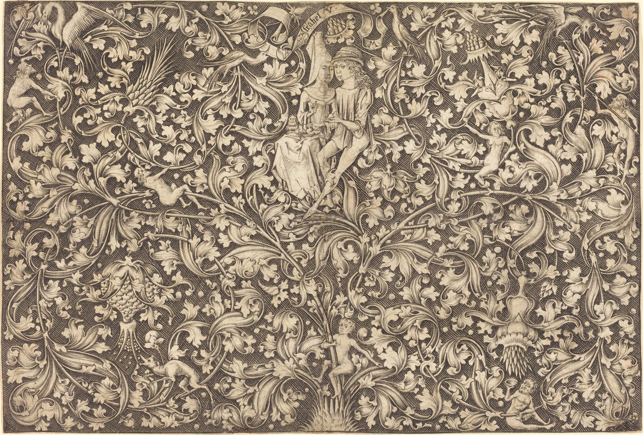 Dísztábla két szeretővel, c. 14901500. alkotó: Israhel van Meckenem