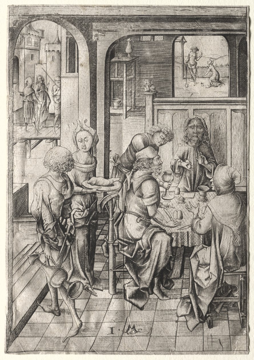 A szenvedély: Vacsora Emmausban alkotó: Israhel van Meckenem