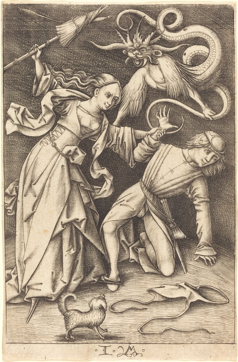A dühös feleség c. 14951503. alkotó: Israhel van Meckenem