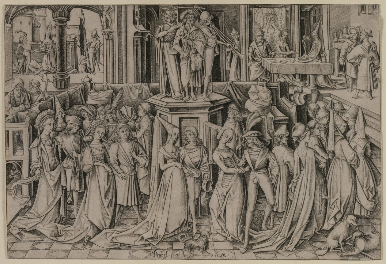 A tánc Heródes udvarában, c. 1500. alkotó: Israhel van Meckenem