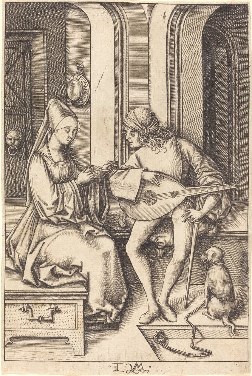 A lantos és az énekes c. 14951503. alkotó: Israhel van Meckenem