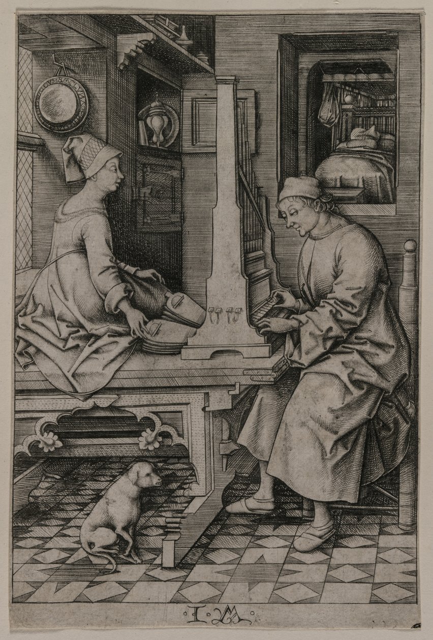 Az orgonajátékos és felesége, 1495-1503. alkotó: Israhel van Meckenem